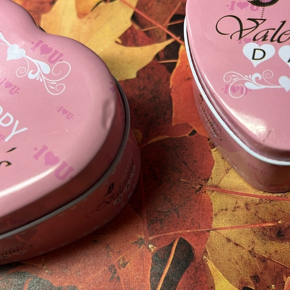 5for$10 Happy Valentine’s Day Pink Metal Tin Heart-Shaped Tins - 2 Pack - Picture 2 of 5